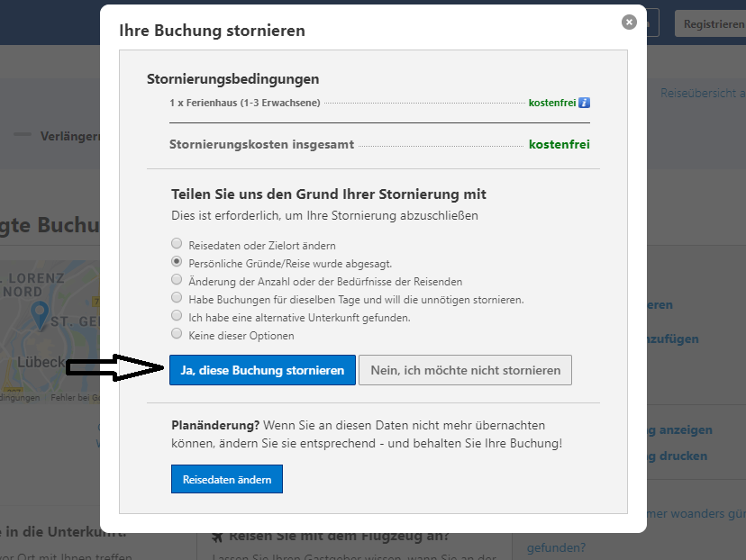 Stornierung booking 2